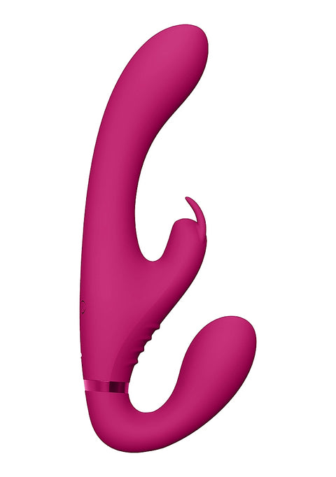 Vive Satu Vibrating Triple Motor Silicone Strapless Strapon - Pink