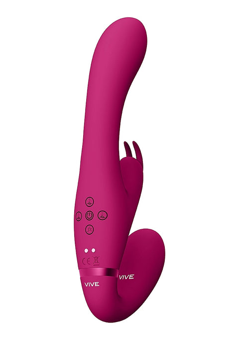 Vive Satu Vibrating Triple Motor Silicone Strapless Strapon - Pink