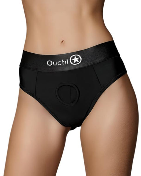 Ouch Vibrating Strap-on Thong with Removable Butt Straps - Black - XS/S