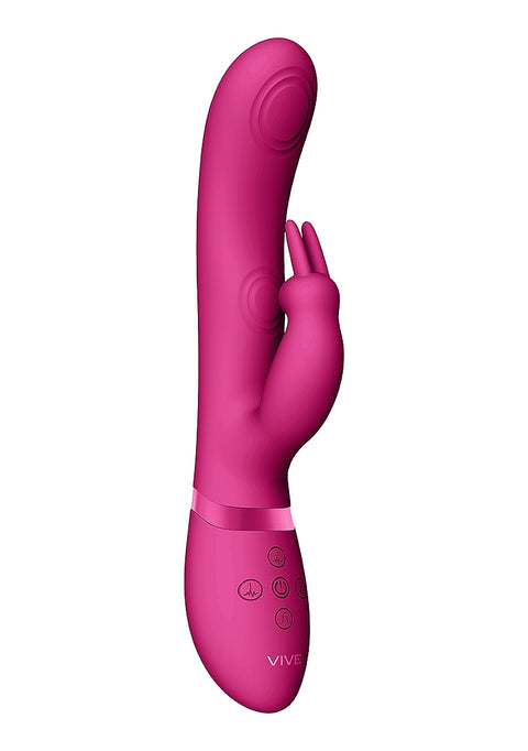 Vive May Rechargeable Silicone Dual Pulse Wave - Vibrating C & G-Spot Vibrator - Pink