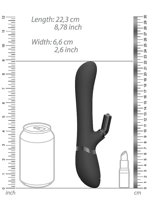 Vive Chou Rechargeable Vibrating Silicone Rabbit with Interchangeable Clitoral Sleeves - Black