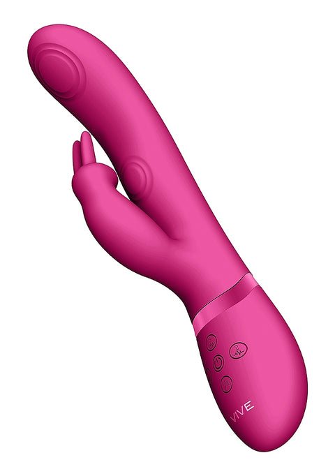 Vive May Rechargeable Silicone Dual Pulse Wave - Vibrating C & G-Spot Vibrator - Pink