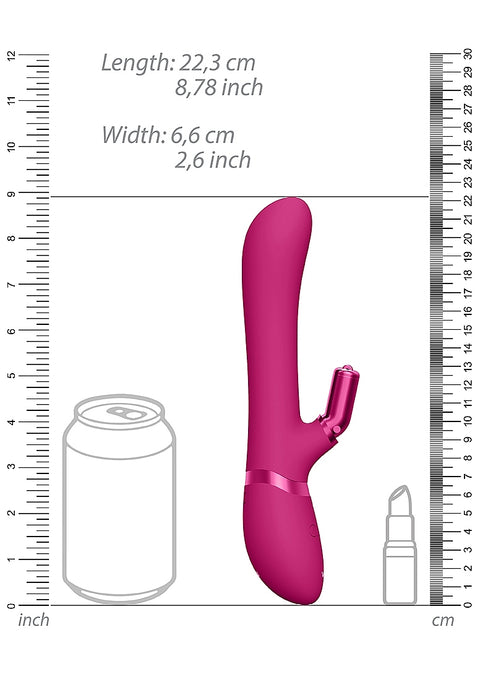 Vive Chou Rechargeable Vibrating Silicone Rabbit with Interchangeable Clitoral Sleeves - Pink