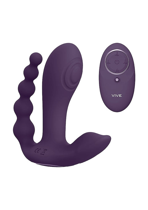 Vive Kata Rechargeable Triple Motor Hands-Free Silicone Vibrator - Purple